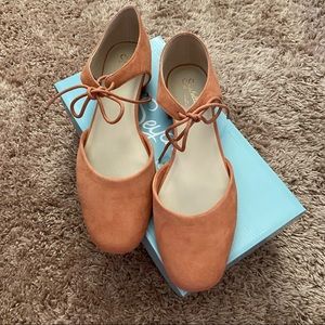 SEYCHELLES Peach Suede D'Orsay Flats NIB Size 10